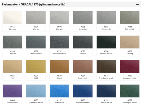 Oracal 970 Farbfächer mit den aktuellsten Farbmustern